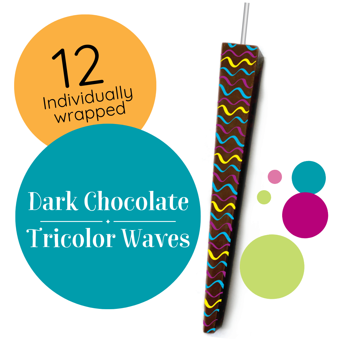 Case Pack: Tricolor Waves | Dark Chocolate Original Candles (12-count, Dark Chocolate)
