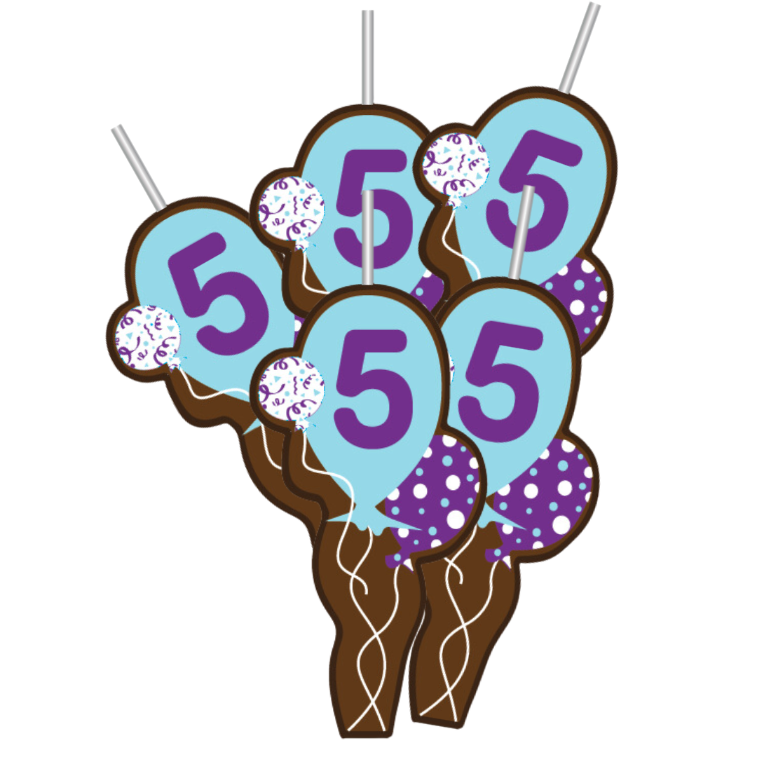 Case Pack: #5 balloons (5-count, Milk Chocolate)