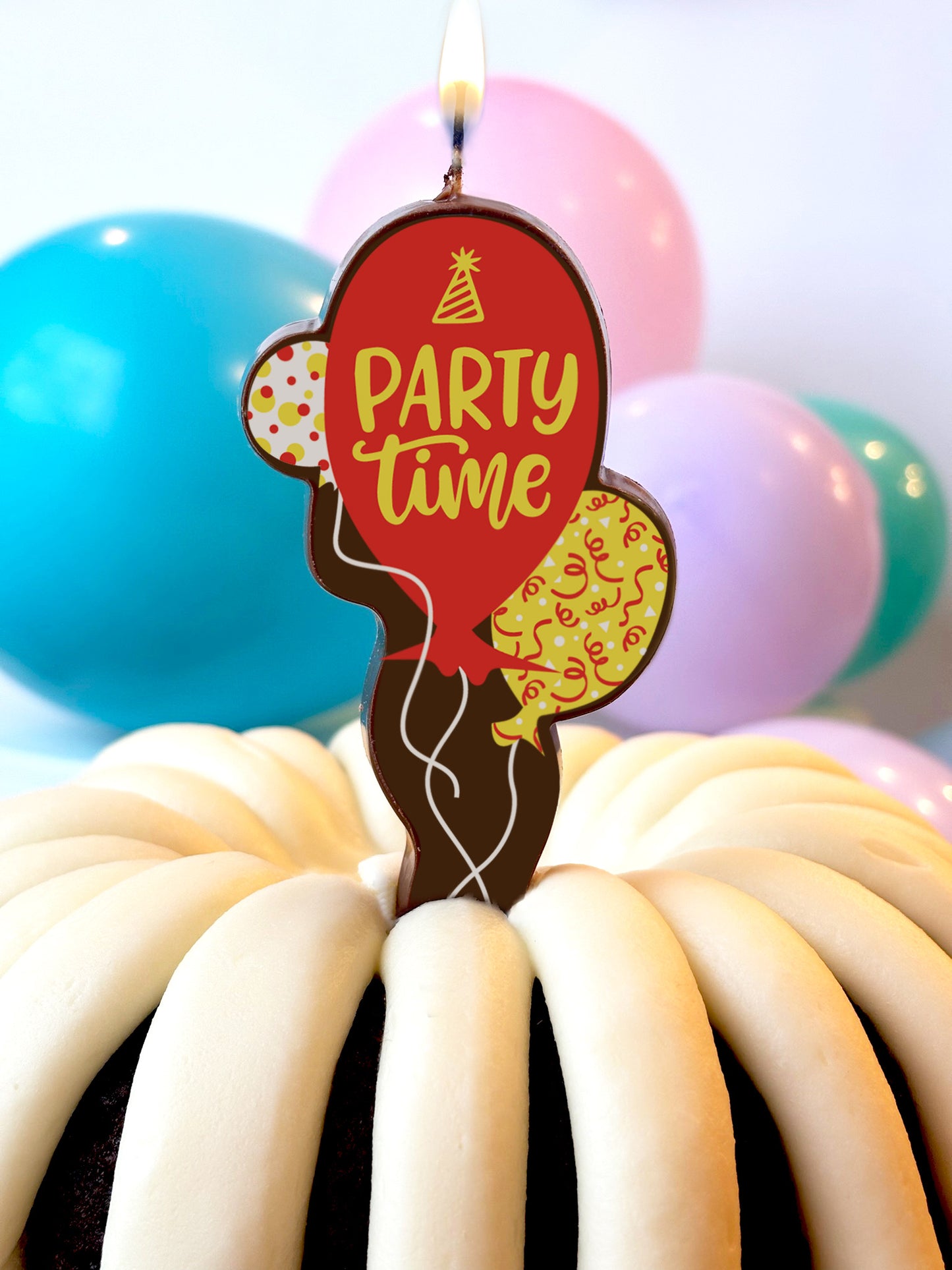 Case Pack: Party Time balloons (5-count, Dark Chocolate)