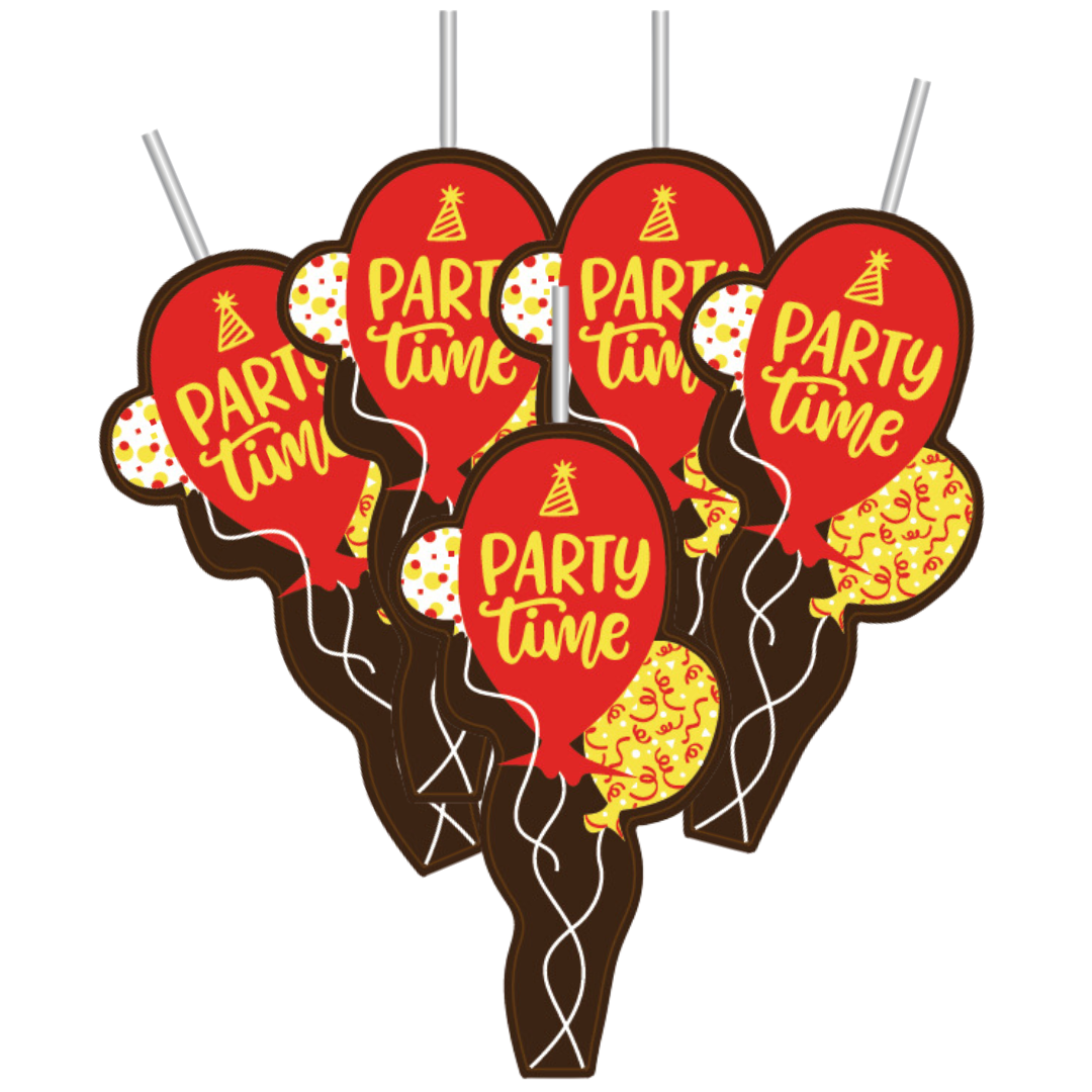 Case Pack: Party Time balloons (5-count, Dark Chocolate)
