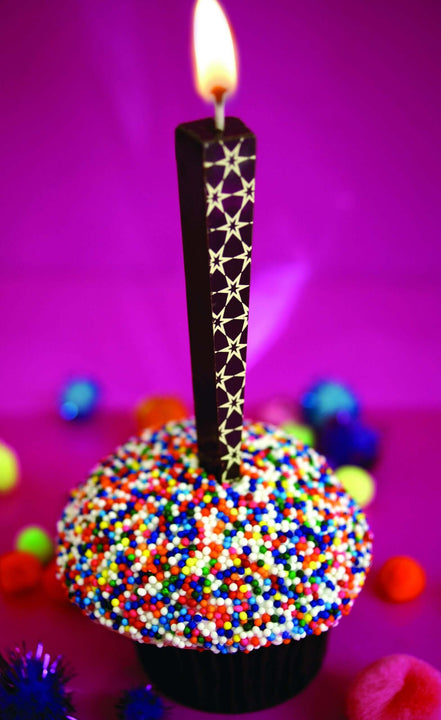 Edible Dark Chocolate Candles with stars on cupcake with sprinkles | Let Them Eat Candles