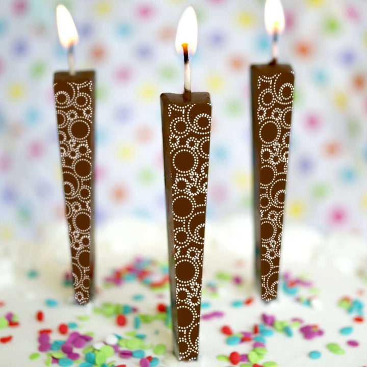 Edible Milk Chocolate Candles with Circle Swirls | Let Them Eat Candles