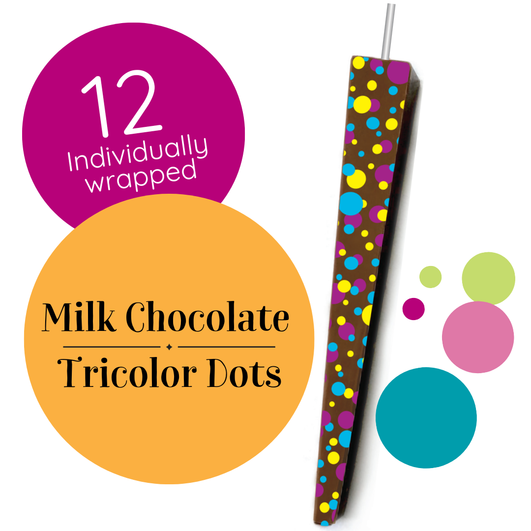 Case Pack: Tricolor Dots | Milk Chocolate Original Candles (12-count, Milk Chocolate)