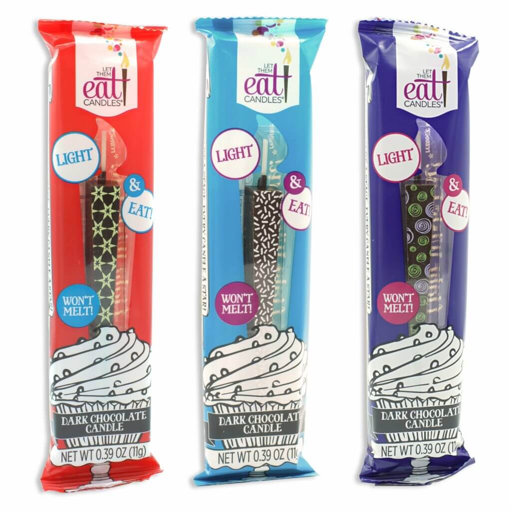 Variety of Edible Dark Chocolate Candles (3) individually packed | Let Them Eat Candles