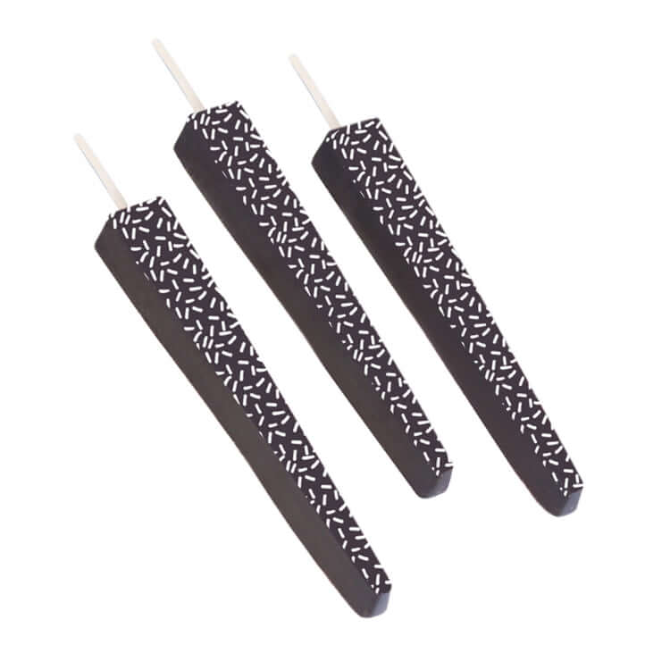 3 Edible Dark Chocolate Candles with white sprinkles | Let Them Eat Candles