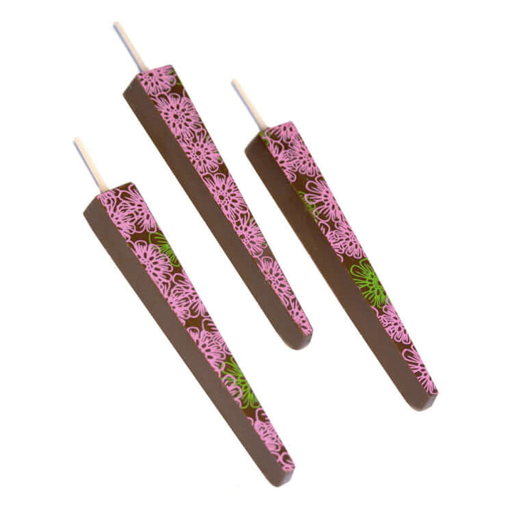 3 Edible Milk Chocolate Candles with Pink/Green Flowers | Let Them Eat Candles